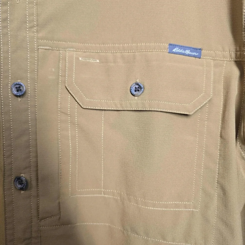 Eddie Bauer Men’s XL Classic‎ Fit Adventure Fishing Shirt Khaki Brown Button